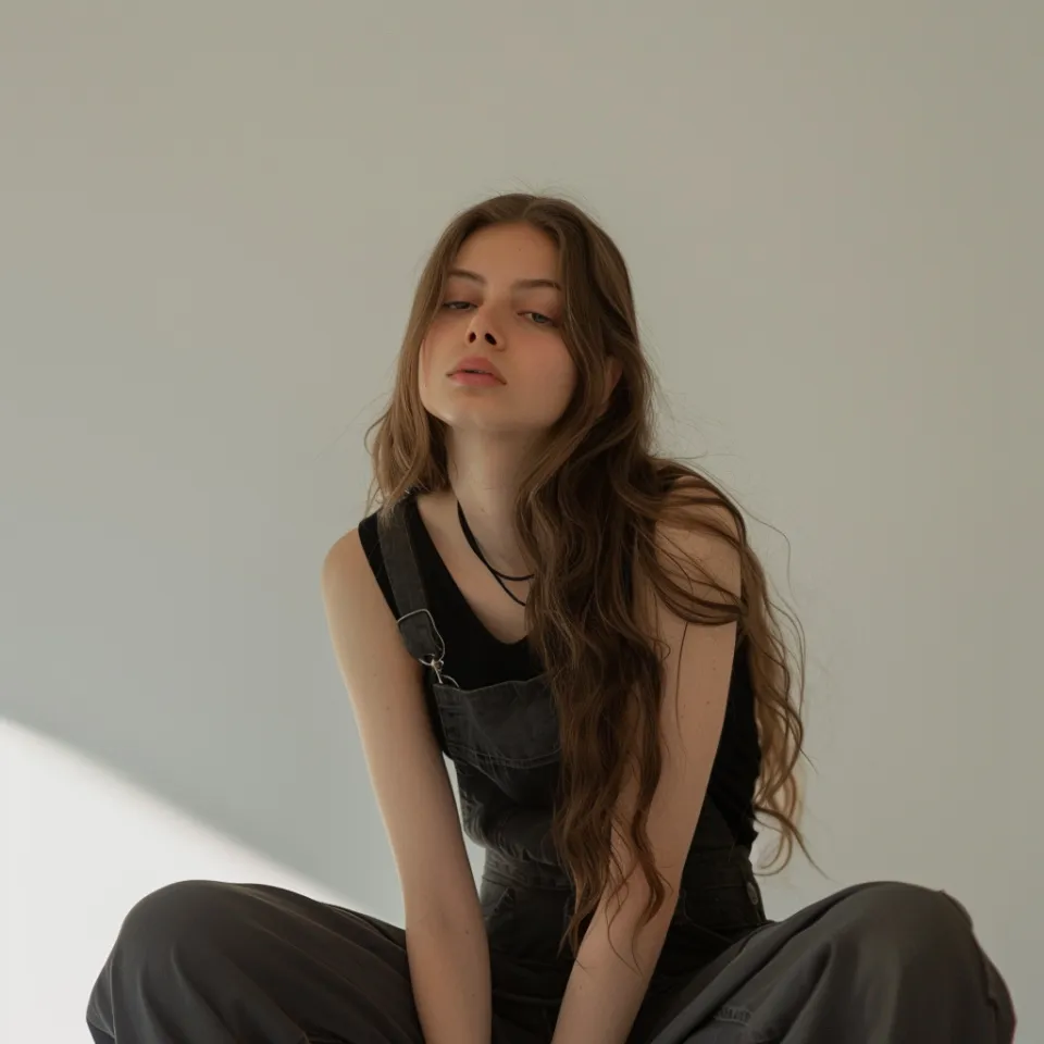 Mulher satisfeita sorrindo